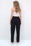 Women's Black Double Pocket Linen-Look Baggy Cut Woven Trousers Alc-X13653 - 5
