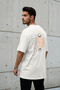 Ecru Oversize/Wide Cut Short Sleeve Mystic Printed 100% Cotton T-Shirt Tmnss23Ts00165