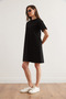 Women's Black Front-Seam Mini Brioche Knit Dress ELB-19002335 - 3