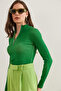 Women's Wash Green Zip Turtleneck Lycra Blouse Blz- 19001155 - 7