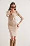 Women's Stone Metal Button Raised Lycra Mini Dress Elb- 19002334 - 3
