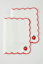 White-Red Tomato Embroidered American Serving Set of 2 33X50Cm Tphss25Run00012 - 3