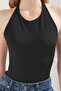 Black Back Low-Cut Halter Neck Bow Fitted Body Stretchy Knitted Body with Snap Fasteners Twoss25Bd00004 - 4