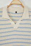 Ekru Regular Çizgili Dokulu Triko Polo Yaka T-shirt TMNSS25PO00007 - 4