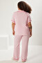 Pink Heart Piped Viscose Woven Pajama Set TBBSS25AI00082 - 5