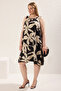 Black-White Floral Sleeveless Shift Mini Plus Size Dress Tbbss25Ah00070 - 3