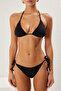 Siyah Üçgen Kaplı Regular Düşük Bel Bikini Takımı TBESS25BT00153 - 7