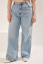 Açık Mavi Yüksek Bel Geniş Paça Comfort/Orta Esnek Büyük Beden Wide Leg Jeans TBBAW23CJ00020 - 3