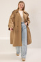 Bej Uzun Oversize Büyük Beden Trençkot TBBSS25BM00002