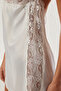 Bride/Bridal Beyaz Saten Dantel ve Yırtmaç Detaylı Dokuma Babydoll/Fantezi Gecelik THMSS25CY00001 - 7