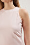 Açık Pembe Pamuklu Halter Yaka Fitted/Vücuda Oturan Esnek Örme Atlet TWOSS23AL00069 - 4
