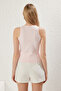 Açık Pembe Pamuklu Halter Yaka Fitted/Vücuda Oturan Esnek Örme Atlet TWOSS23AL00069 - 5