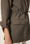 Khaki Belted Gathered Woven Blazer Jacket Twoss25Bc00024 - 3