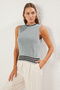 Mint Color Block Crew Neck Slim Knitwear Blouse Twoss25Bz00343 - 3