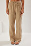 Vizon Müslin Beli Lastikli İnce Kumaş Wide Leg/Geniş Paça Dokuma Pantolon TWOSS25PL00067 - 4