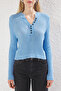 Blue V-Neck Sweater Twoss25Kz00001 - 3
