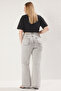 Gri Yüksek Bel Comfort Dikiş Detaylı Comofrt/Orta Esnek İspanyol Paça Flare Fit Jeans TBBSS24CJ00003 - 5