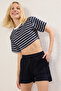 Navy Blue Relaxed/Comfortable Fit Pocket Detailed Stretch Knitted Shorts & Bermuda Twoss25Sr00013 - 3
