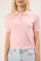 Pembe Polo Yaka Premium İplik / Özel İplik Triko Bluz TWOSS25BZ00184 - 3
