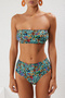 Leopar Desenli Straplez Kaplı Hipster Yüksek Bel Bikini Takımı TBESS22BT0018 - 3