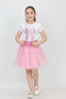 Girl's Ribbon Print T-Shirt Sequin Detailed Pink Skirt Suit April 23, October 29 Show Outfit