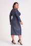 Women's Navy Blue Drape and Slit Detail Plus Size Flexible Glitter Dress - 6