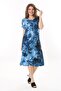 Women's Blue Tie-Dye Pattern Midi Dress