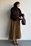 Olive Chiffon Pleated Skirt