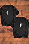 Cotton Lion's Together Double Oversize Tshirt Black Lover Couple Combination