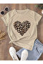 Cotton Leopard Heart Printed T-Shirt