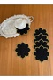 6 Pcs Black Gardenia Linen Star Pattern Gold Embroidery Embroidered Cocktail Presentation Napkins - 2