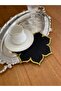 6 Pcs Black Gardenia Linen Star Pattern Gold Embroidery Embroidered Cocktail Presentation Napkins - 3