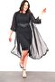 Women's Plus Size Chiffon and Glitter Stripe Detailed Double Evening Dress Suit - 5