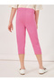 Solid Capri Leggings with Elastic Waistband - 4