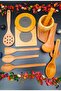 Wooden Kitchen Serving Spoon Spatula Ladle Havan Trivet Colander Set of 10 Dowry Special for Mothers - 5