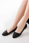 Black Stone Flat Sole Side Transparent Daily Women's Ballerina Shoes V2-(Broken Glass)