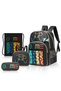 17Inch Set of 4 School Bag with Lunch Bag, Activity Bag & Pencil Case Gen Z Gamer - Black