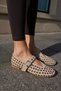Gallo Women's Beige Real Leather Suede Complete Stone Shoes - 7