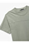 Short Sleeve Stitching Detail Cotton Crew Neck Slim Fit T-Shirt - 3