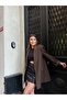 Women's New Season Leopard Lining Detailed Long Blazer Jacket - 5
