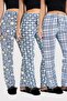 3-Pack Cotton Thin Breathable Fabric Ribbon Waist Detail Printed Pocketless Women's Pajama Bottoms Set - 2