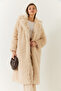 Women's Cream Long Fur Lined Coat 2614 60261064 - 4