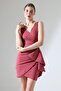 Dusty Rose Crepe Fabric Thick Straps Flywheel Detail Mini Dress - 2