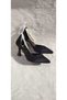 Women's Black Satin Ankle Shoes with Pearl