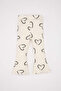 Baby Girl 2-Piece Set Heart Patterned Crew Neck Sweatshirt Top with Elastic Waist and Flared Bottoms - 2