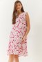 Women's White Fuchsia Skirt Ruffled Floral Viscose Dress 60211018 - 3