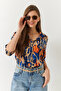 Women's Multicolor Patterned Viscose Shirt 60261347 - 4