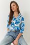 Women's Blue Floral Patterned Fit Cut Shirt 60251358 - 2