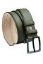 Khaki Green Faux Leather Stitched 4 cm Classic Men's Belt