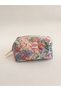 Pink Lilac Floral Makeup Bag Small Size Zipper Portfolio Bag - 2